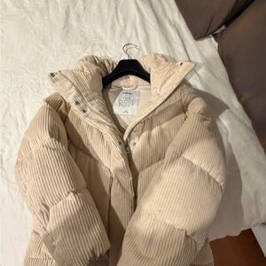 Wilfred Beige Corduroy Puffer Jacket